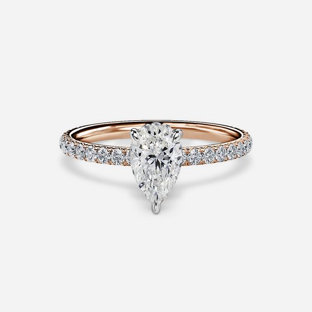 Sadie Two Tone Rose Gold Plain Band Bridal Set Engagement Ring