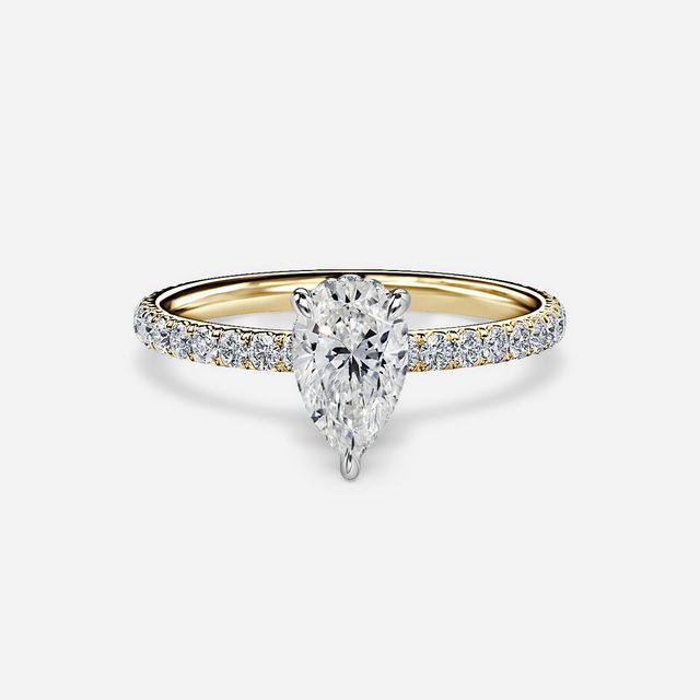 Sadie Two Tone Yellow Gold Plain Band Bridal Set Engagement Ring
