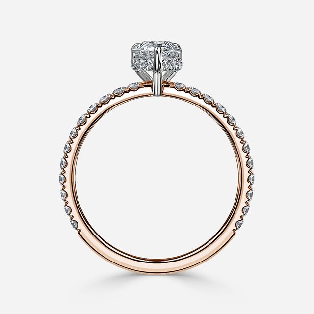 Sadie Two Tone Rose Gold Plain Band Bridal Set Engagement Ring
