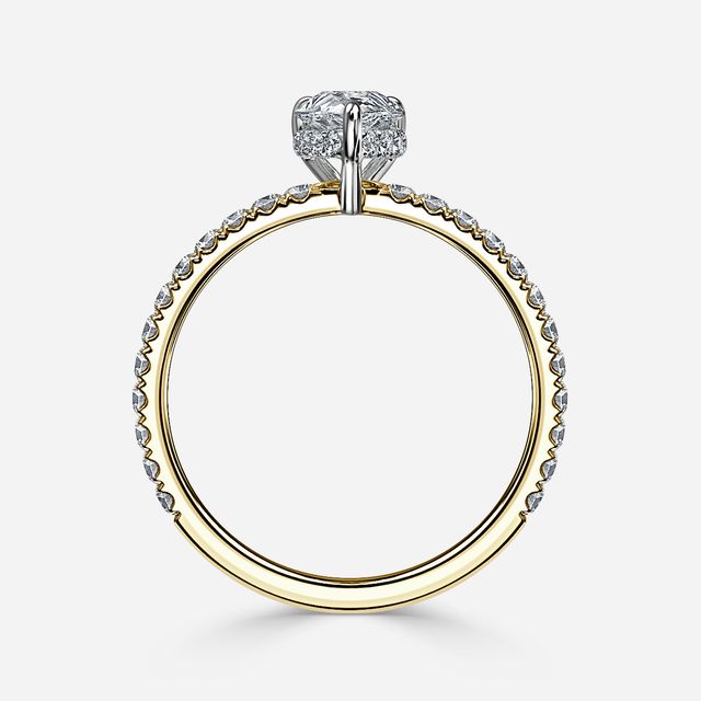 Sadie Two Tone Yellow Gold Plain Band Bridal Set Engagement Ring