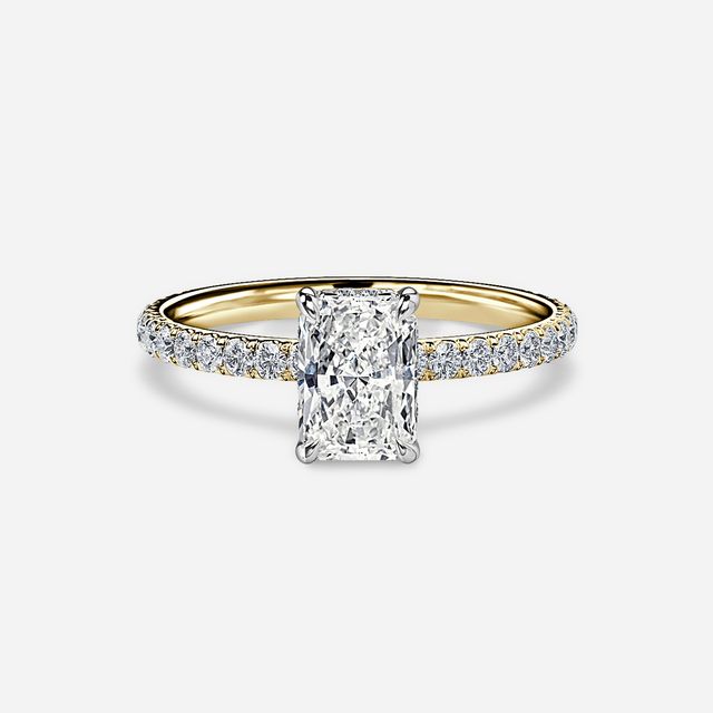 Sadie Two Tone Yellow Gold Pavé Band Bridal Set Engagement Ring