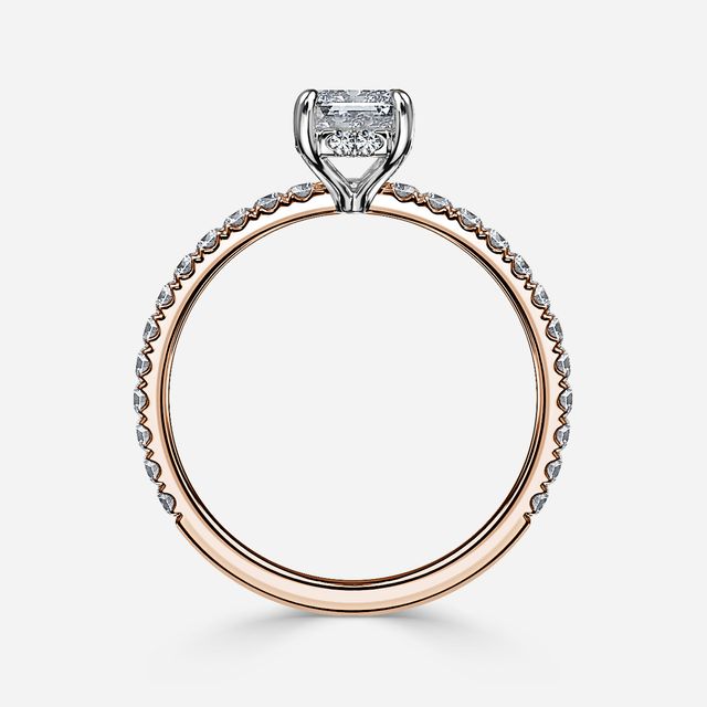Sadie Two Tone Rose Gold Plain Band Bridal Set Engagement Ring