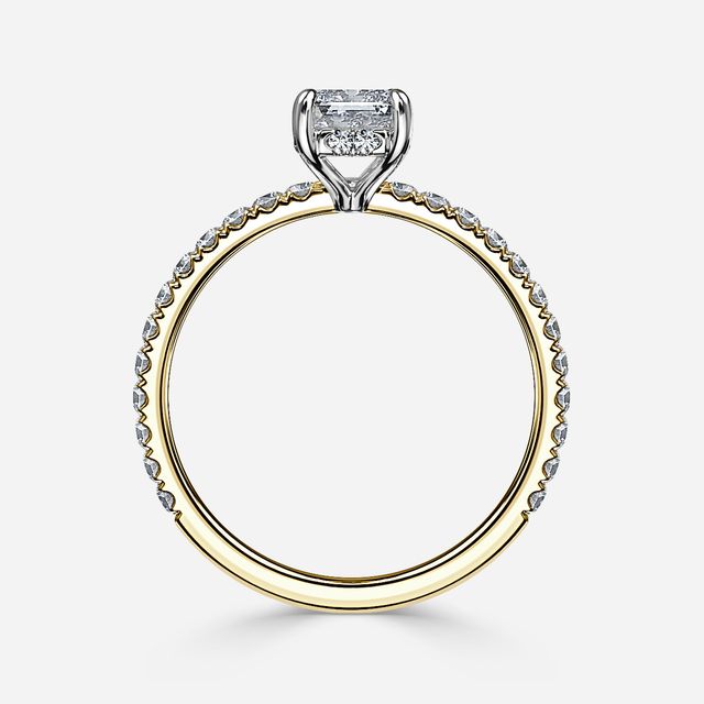 Sadie Two Tone Yellow Gold Pavé Band Bridal Set Engagement Ring