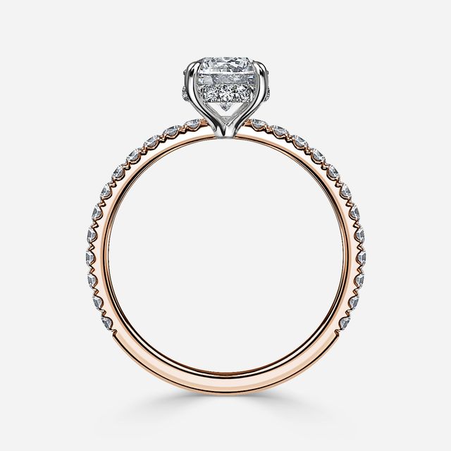 Sadie Two Tone Rose Gold Plain Band Bridal Set Engagement Ring