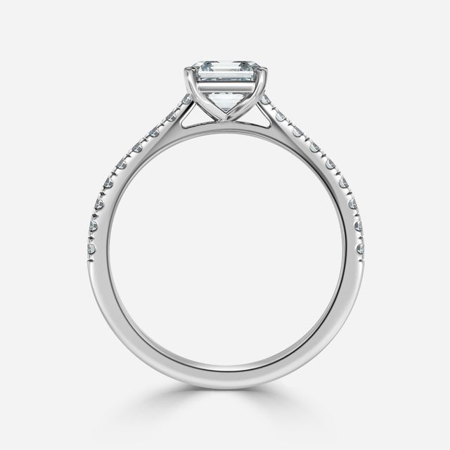 Avery White Gold Plain Band Bridal Set Engagement Ring