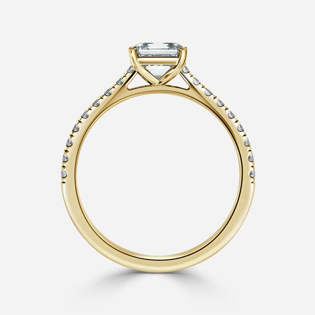 Avery Yellow Gold Plain Band Bridal Set Engagement Ring