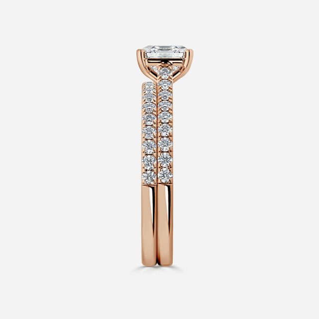 Avery Rose Gold Pave Band Bridal Set Engagement Ring