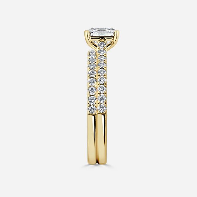 Avery Yellow Gold Pave Band Bridal Set Engagement Ring