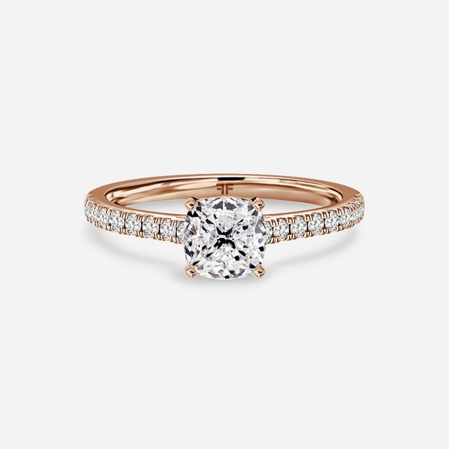 Avery Rose Gold Plain Band Bridal Set Engagement Ring