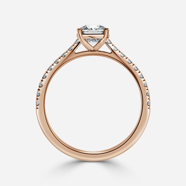 Avery Rose Gold Plain Band Bridal Set Engagement Ring