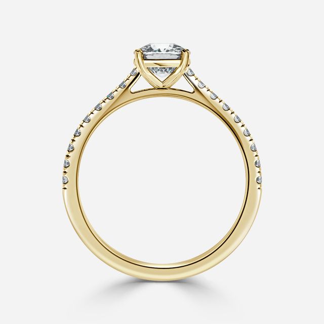 Avery Yellow Gold Plain Band Bridal Set Engagement Ring