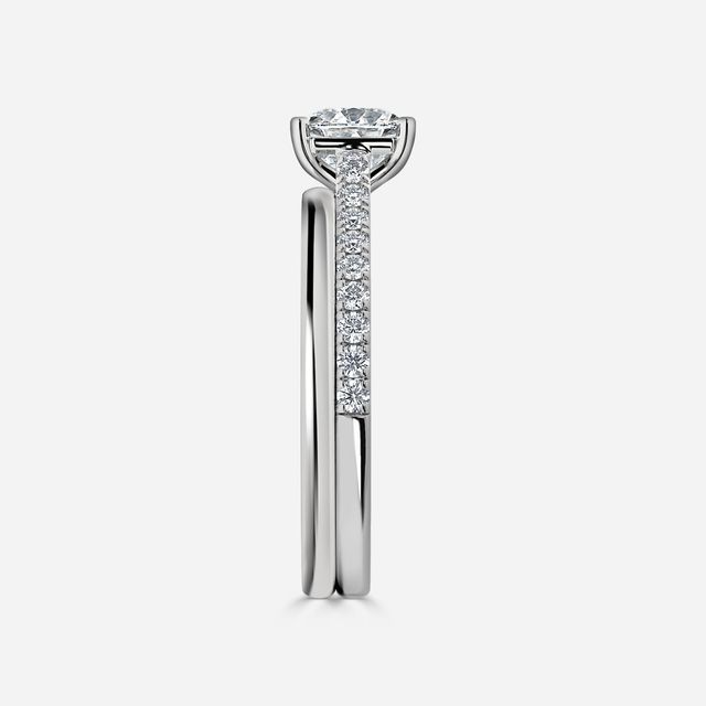 Avery White Gold Plain Band Bridal Set Engagement Ring