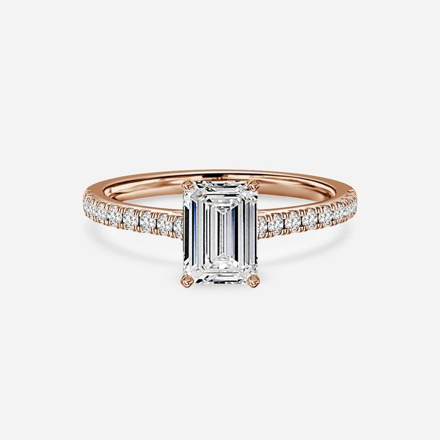 Avery Rose Gold Plain Band Bridal Set Engagement Ring