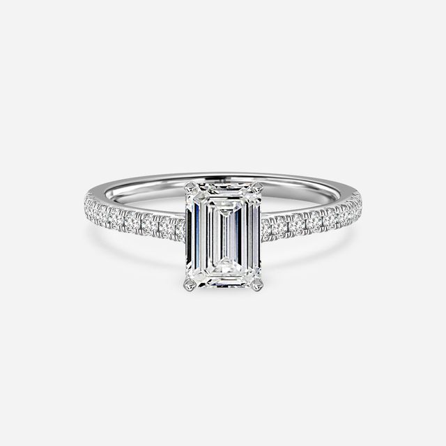 Avery White Gold Plain Band Bridal Set Engagement Ring