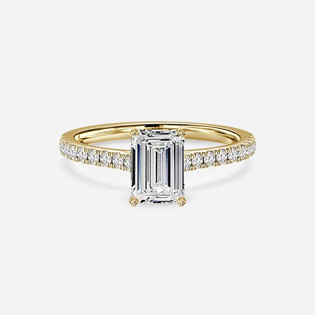 Avery Yellow Gold Plain Band Bridal Set Engagement Ring
