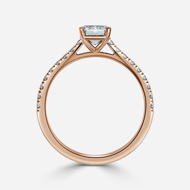 Avery Rose Gold Plain Band Bridal Set Engagement Ring