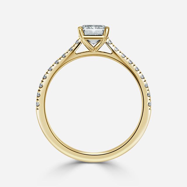 Avery Yellow Gold Plain Band Bridal Set Engagement Ring