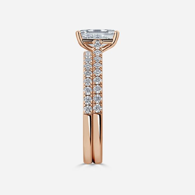 Avery Rose Gold Pave Band Bridal Set Engagement Ring