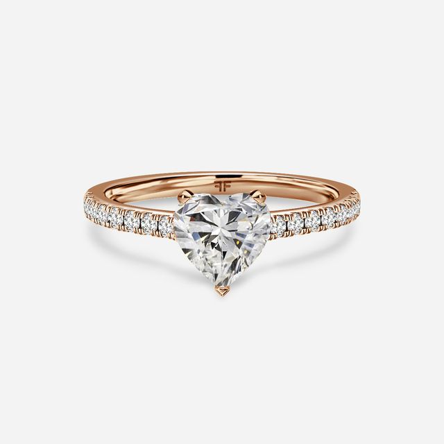Avery Rose Gold Plain Band Bridal Set Engagement Ring