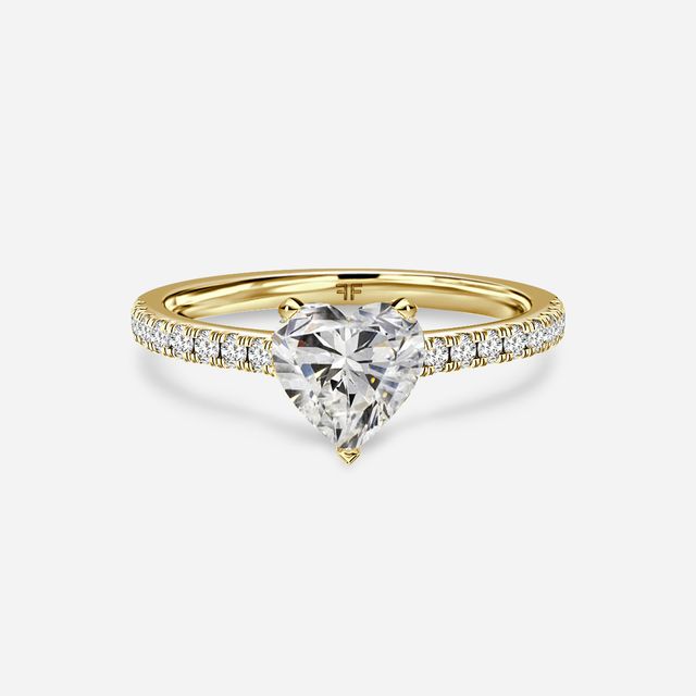 Avery Yellow Gold Plain Band Bridal Set Engagement Ring
