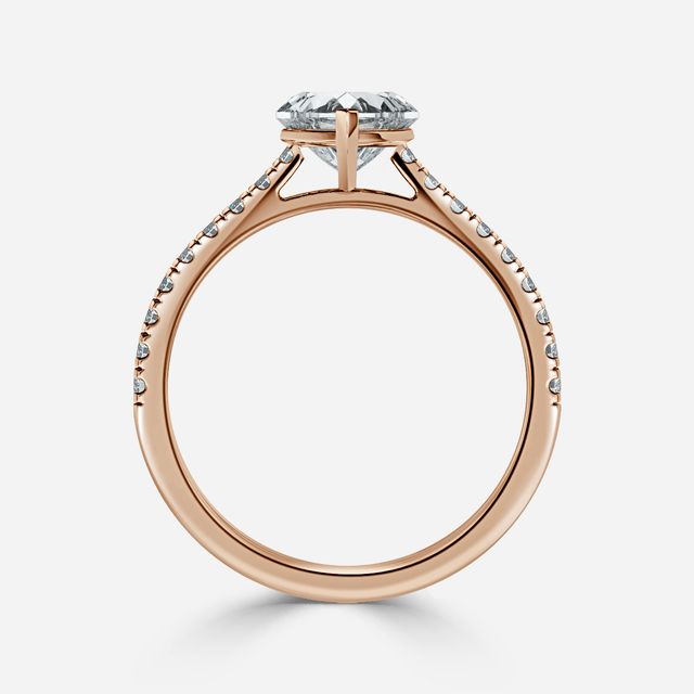 Avery Rose Gold Plain Band Bridal Set Engagement Ring