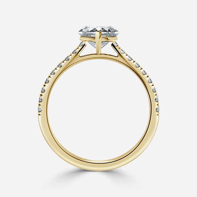 Avery Yellow Gold Plain Band Bridal Set Engagement Ring