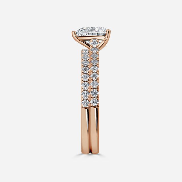 Avery Rose Gold Pave Band Bridal Set Engagement Ring