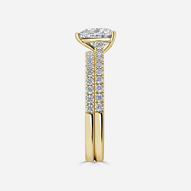 Avery Yellow Gold Pave Band Bridal Set Engagement Ring