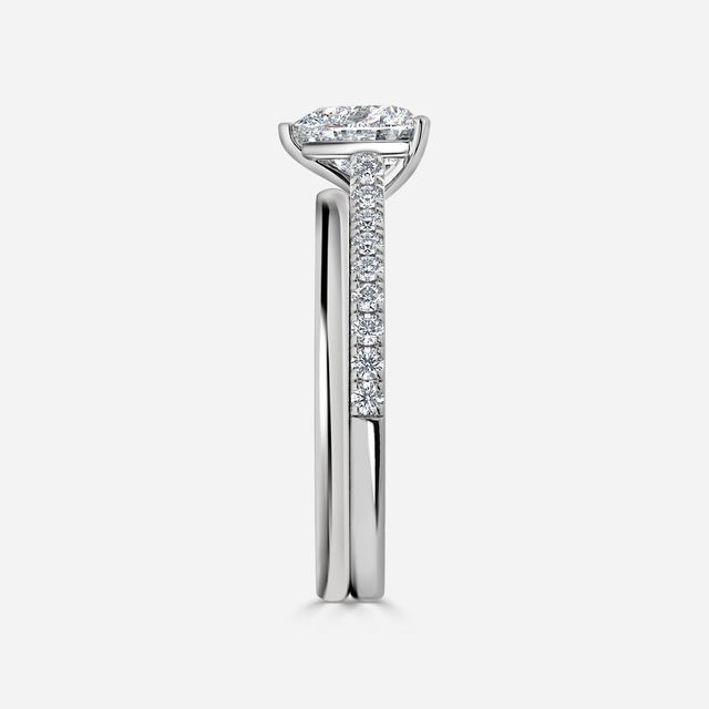 Avery White Gold Plain Band Bridal Set Engagement Ring