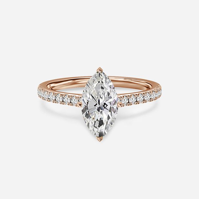 Avery Rose Gold Plain Band Bridal Set Engagement Ring