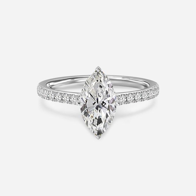 Avery White Gold Plain Band Bridal Set Engagement Ring
