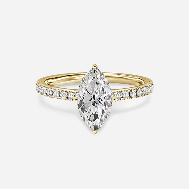 Avery Yellow Gold Plain Band Bridal Set Engagement Ring