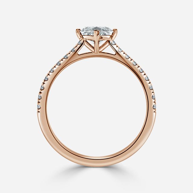 Avery Rose Gold Plain Band Bridal Set Engagement Ring