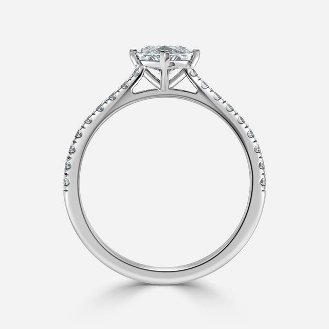 Avery White Gold Plain Band Bridal Set Engagement Ring