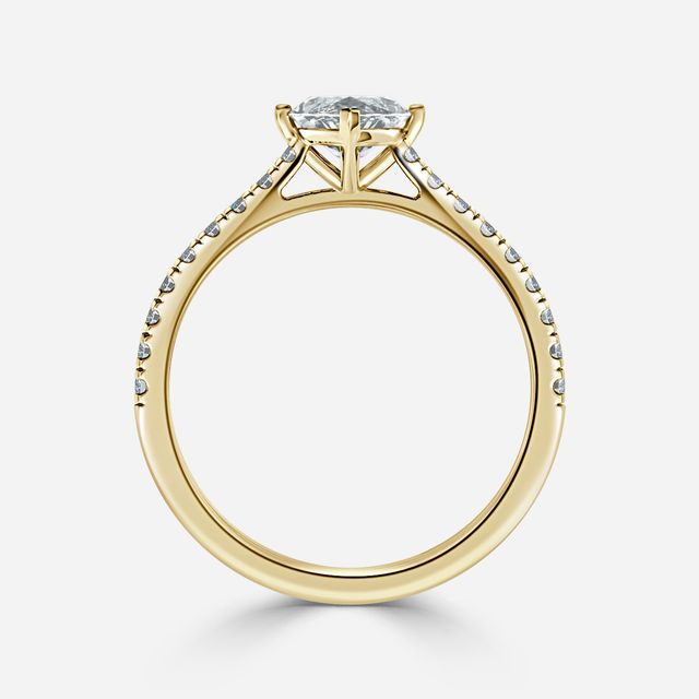 Avery Yellow Gold Plain Band Bridal Set Engagement Ring