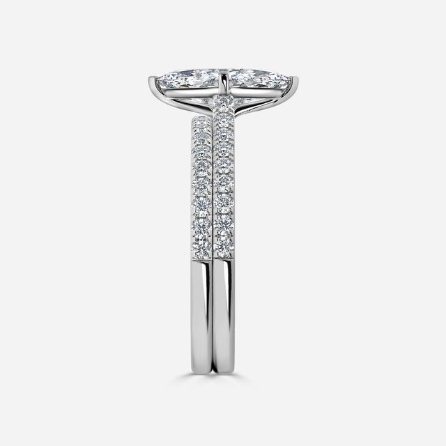 Avery White Gold Pave Band Bridal Set Engagement Ring