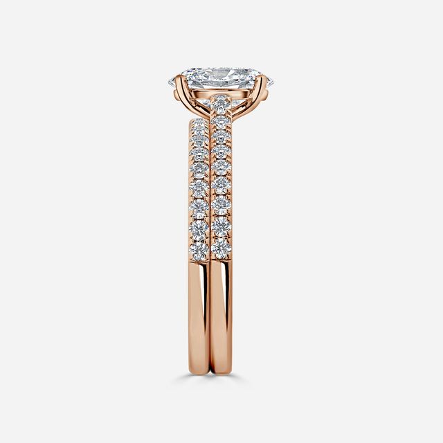 Avery Rose Gold Pave Band Bridal Set Engagement Ring