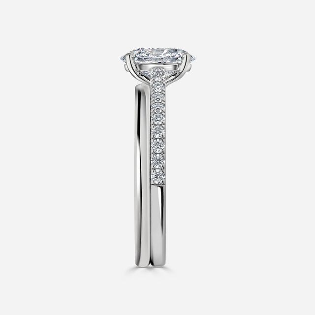 Avery Platinum Plain Band Bridal Set Engagement Ring