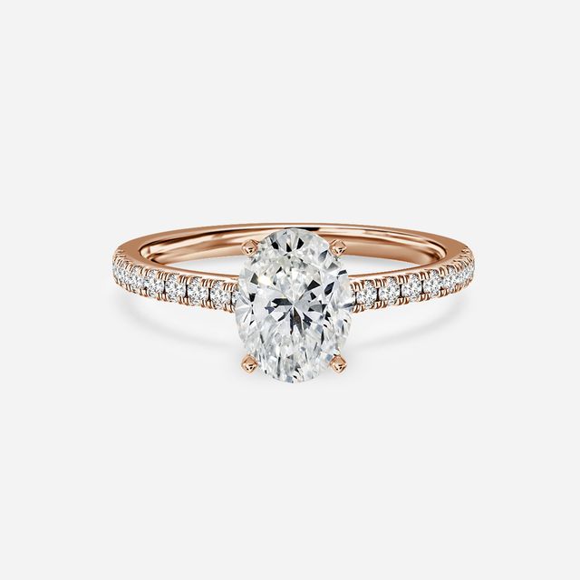 Avery Rose Gold Pave Band Bridal Set Engagement Ring