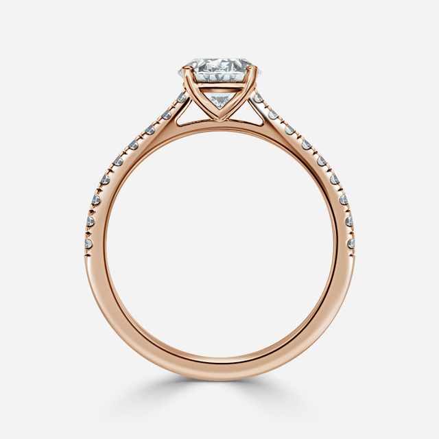 Avery Rose Gold Pave Band Bridal Set Engagement Ring