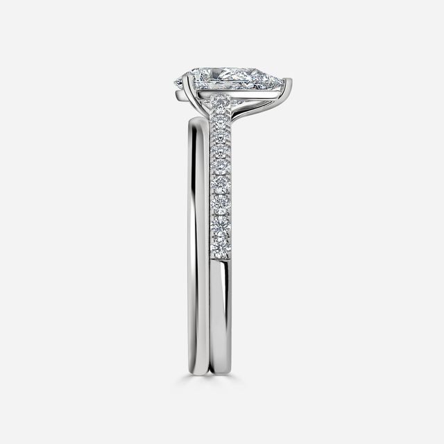 Avery Platinum Plain Band Bridal Set Engagement Ring