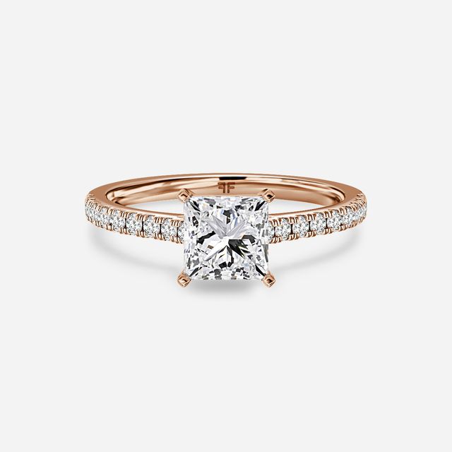 Avery Rose Gold Plain Band Bridal Set Engagement Ring
