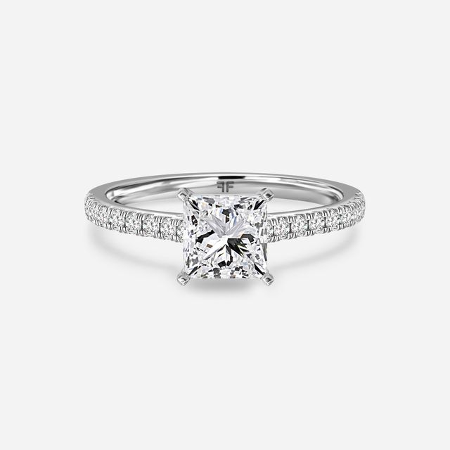 Avery White Gold Plain Band Bridal Set Engagement Ring