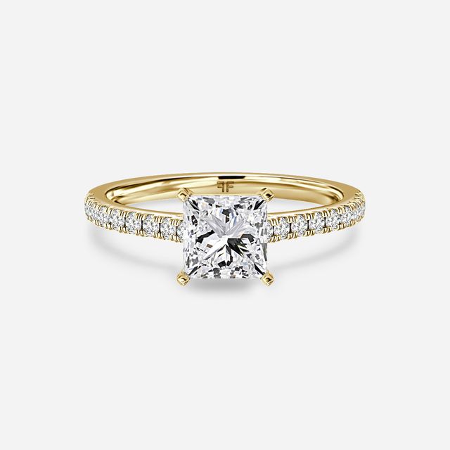 Avery Yellow Gold Plain Band Bridal Set Engagement Ring