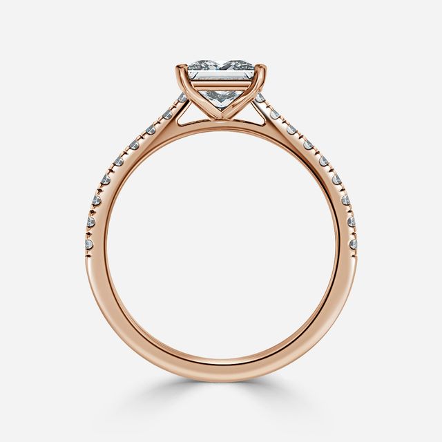 Avery Rose Gold Pave Band Bridal Set Engagement Ring