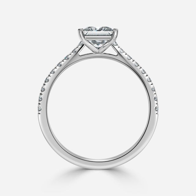 Avery White Gold Plain Band Bridal Set Engagement Ring