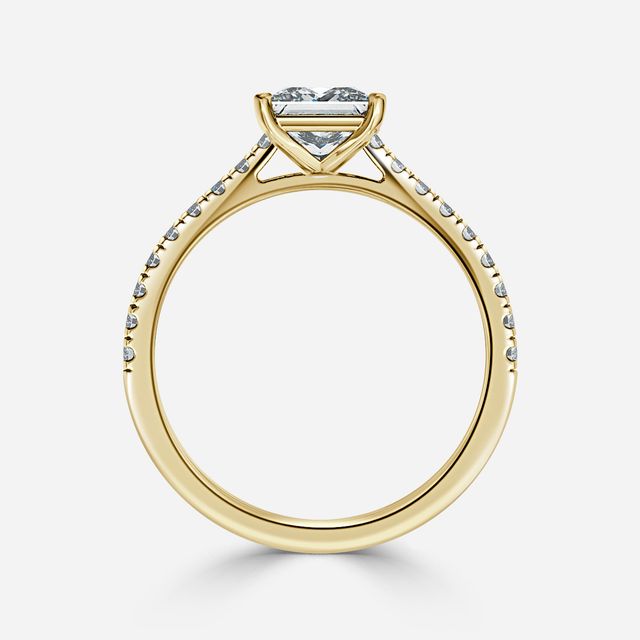 Avery Yellow Gold Plain Band Bridal Set Engagement Ring