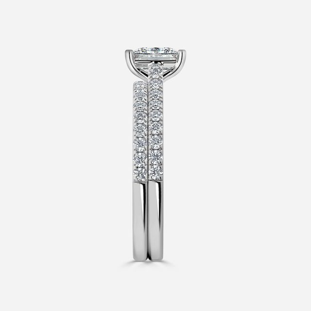 Avery White Gold Pave Band Bridal Set Engagement Ring