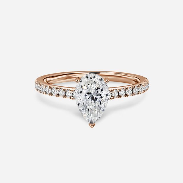 Avery Rose Gold Plain Band Bridal Set Engagement Ring