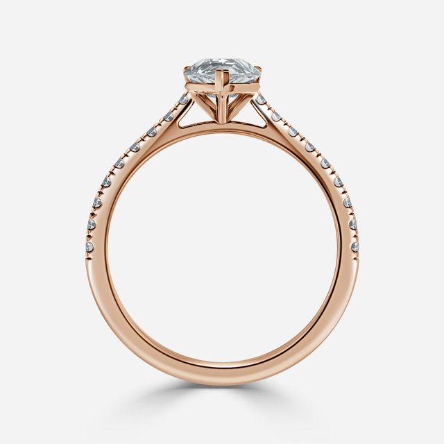Avery Rose Gold Plain Band Bridal Set Engagement Ring
